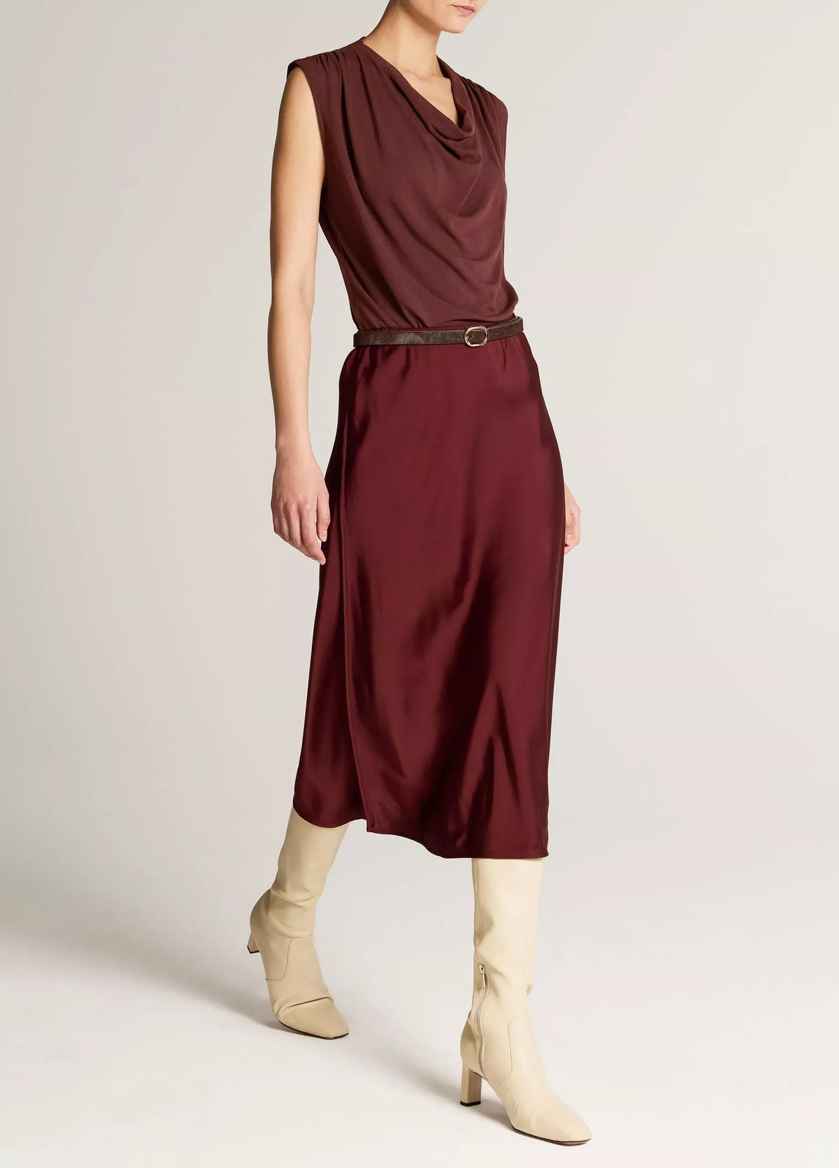 Matte satin slip skirt-VINCE-Verso