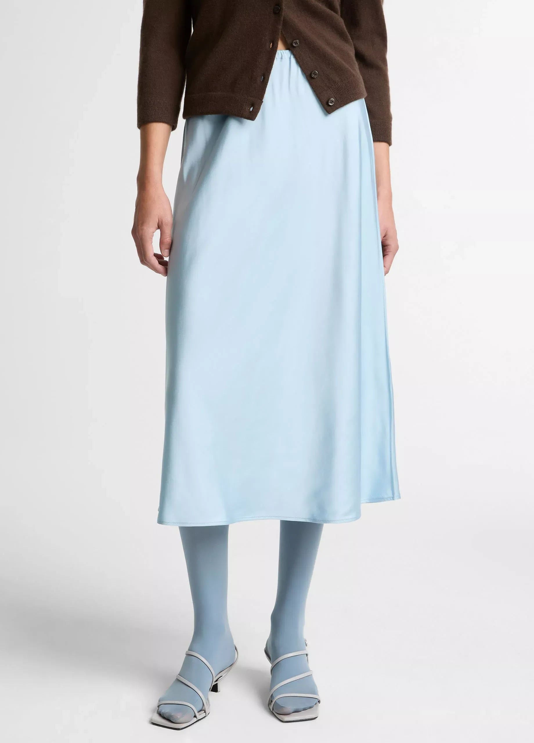 Matte satin slip skirt-VINCE-Verso