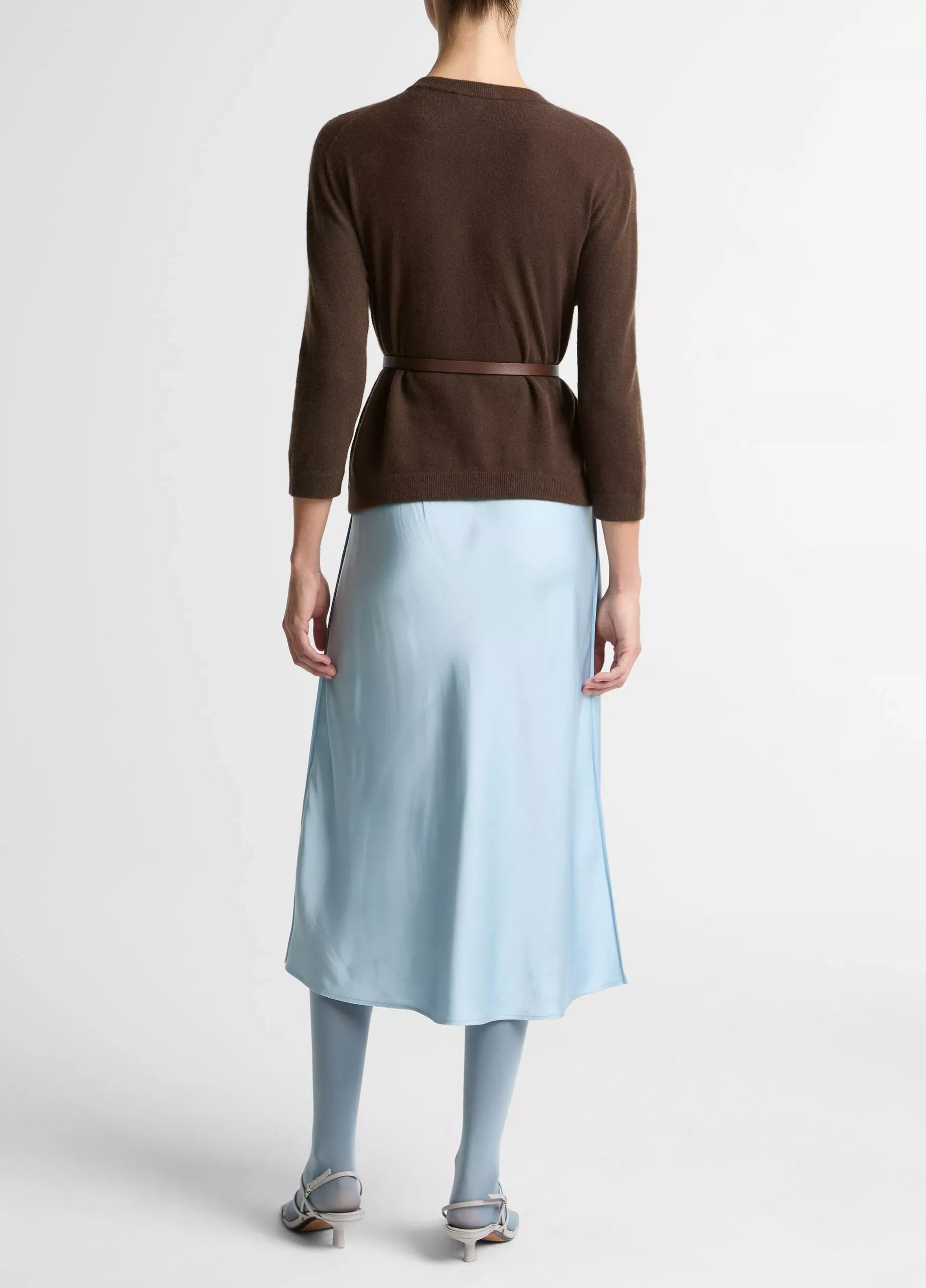 Matte satin slip skirt-VINCE-Verso