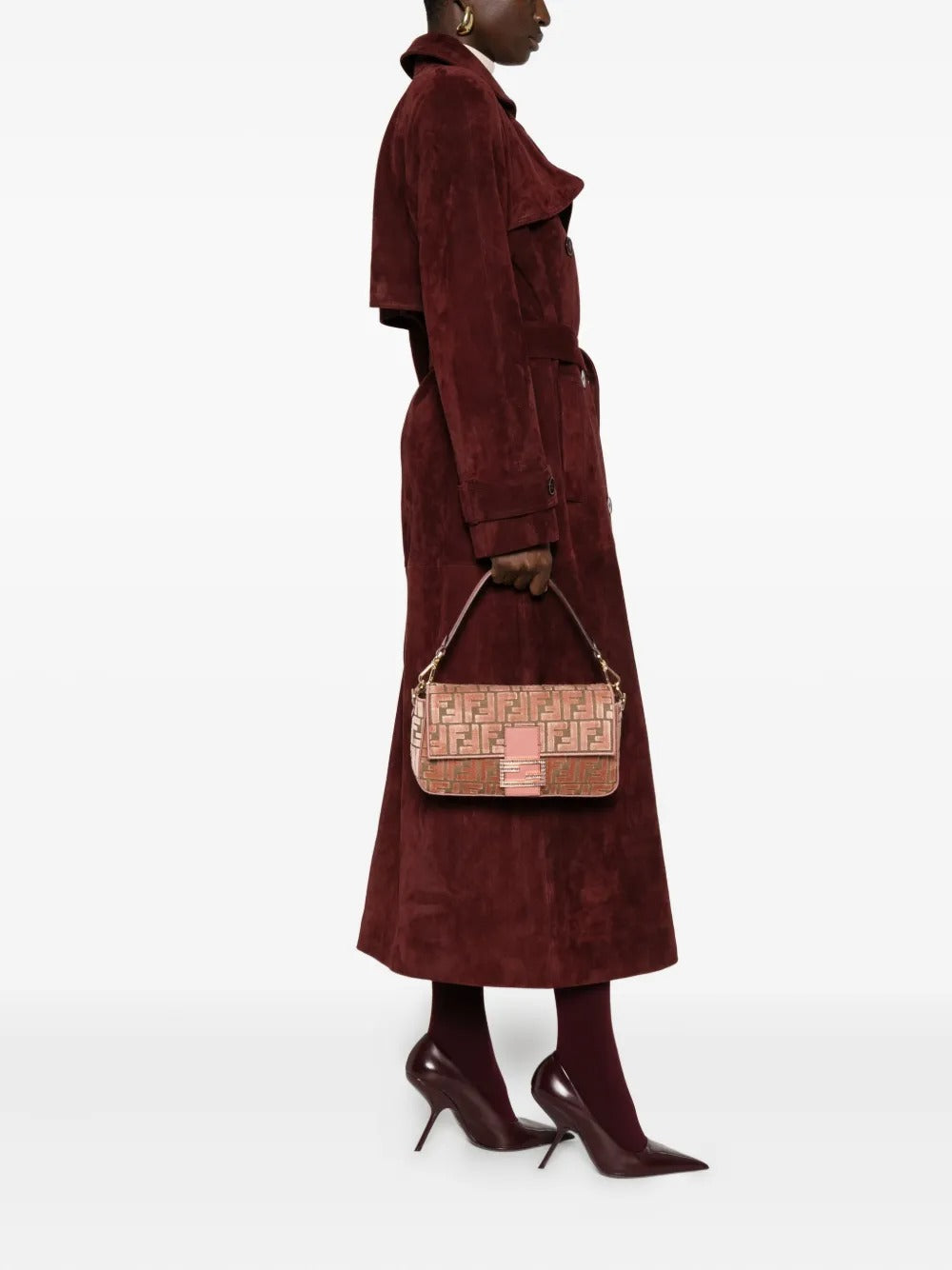 Medium Baguette FF-pattern Shoulder Bag-FENDI-Verso