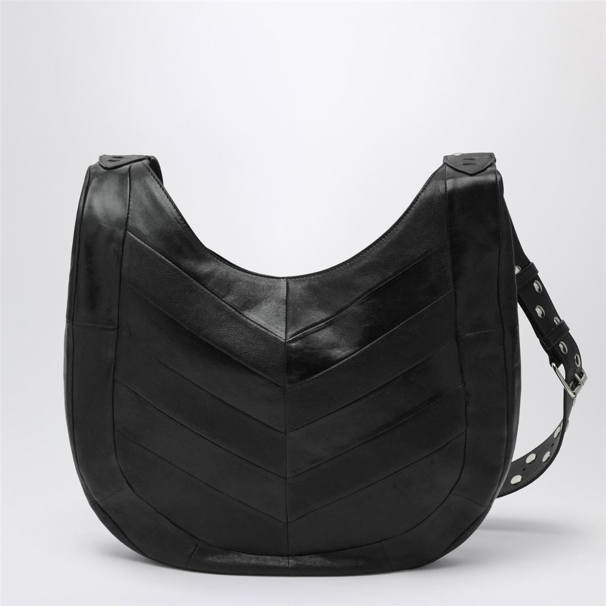 Medium hoboho bag in black chevron-pattern nappa-VALENTINO-Verso