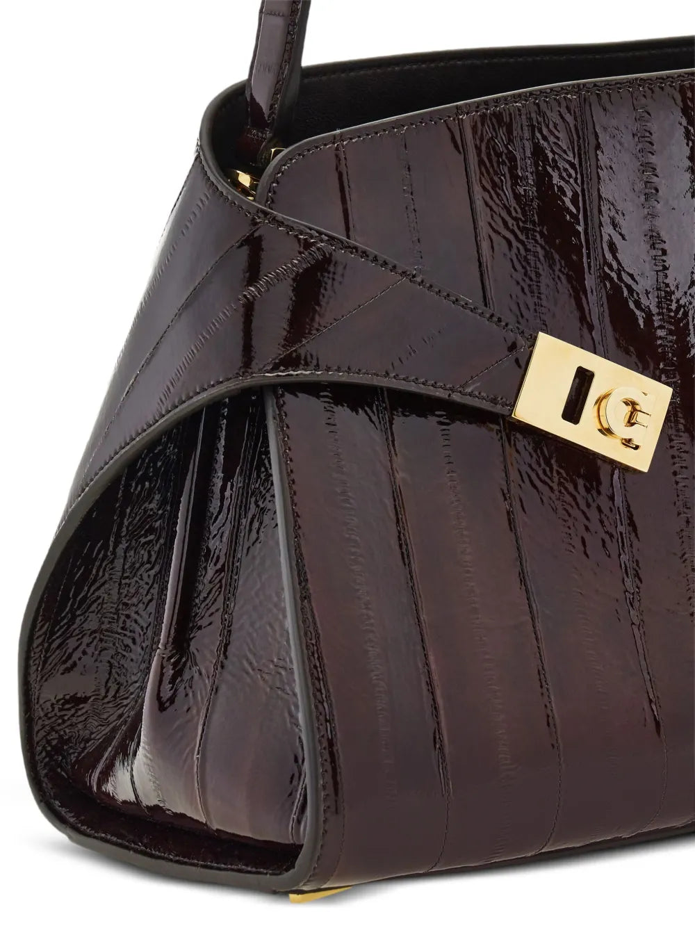 Medium hug gancini-buckles eel-skin shoulder bag-FERRAGAMO-Verso