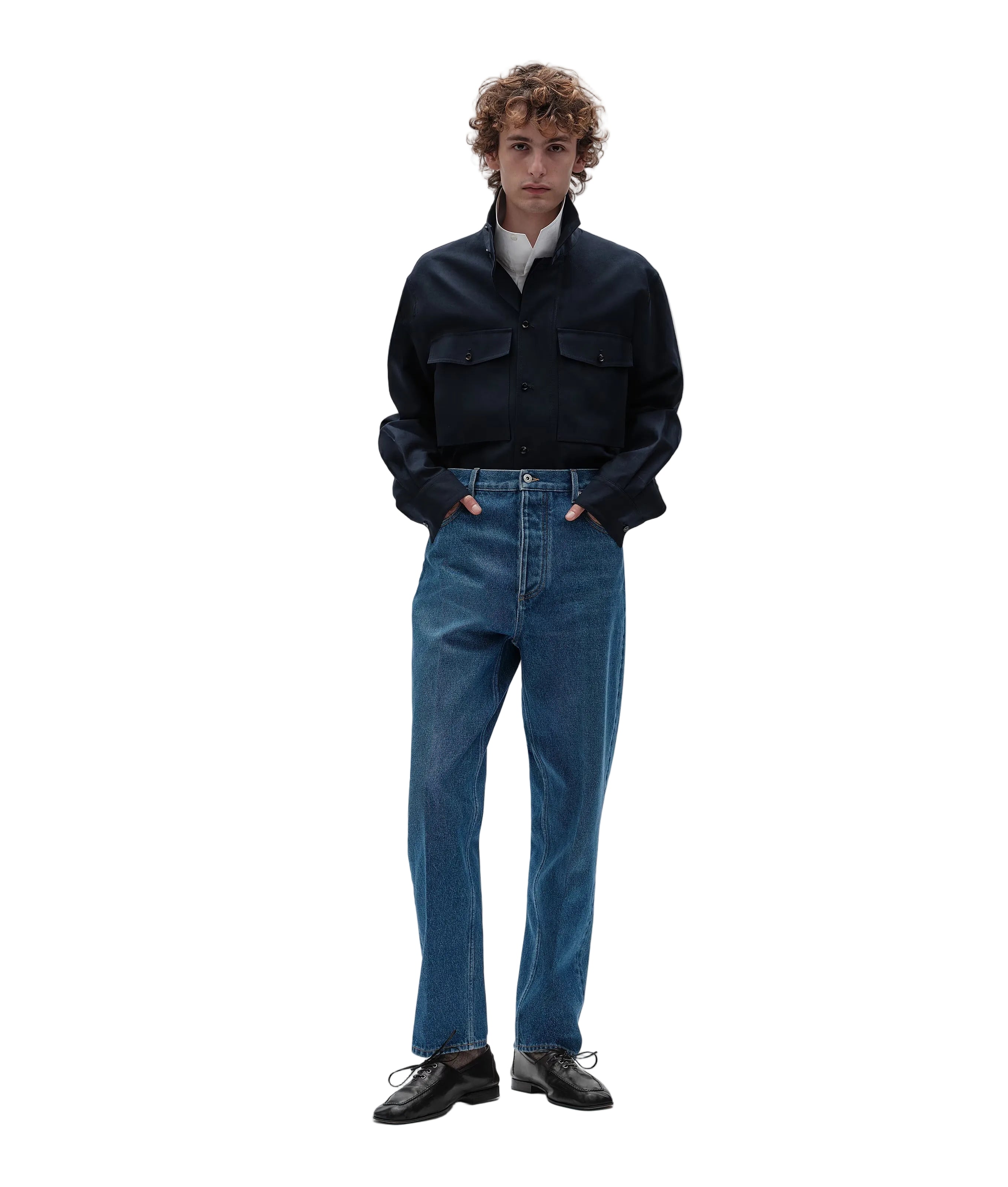 Medium indigo wide leg jeans-BOTTEGA VENETA-Verso