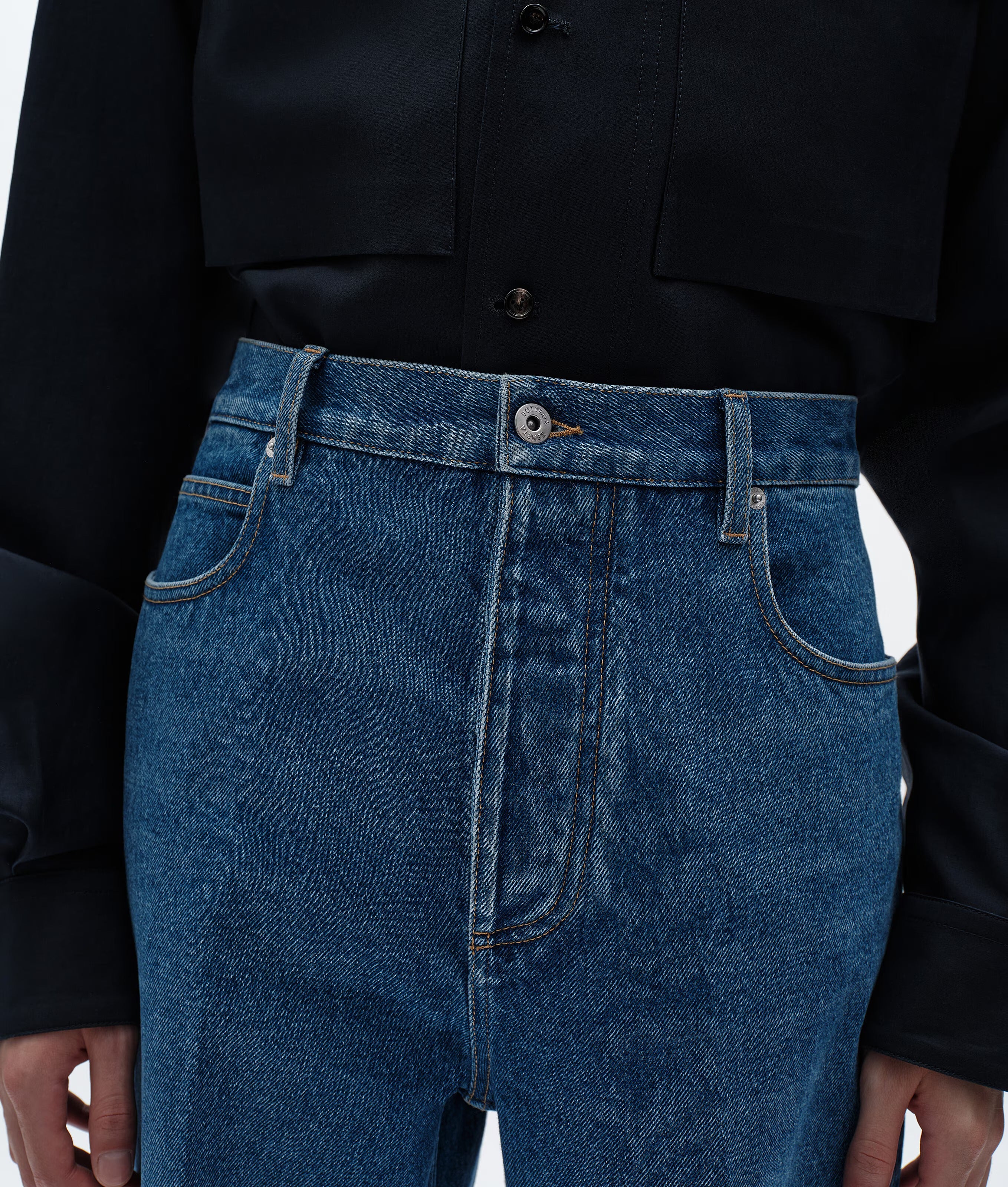 Medium indigo wide leg jeans-BOTTEGA VENETA-Verso