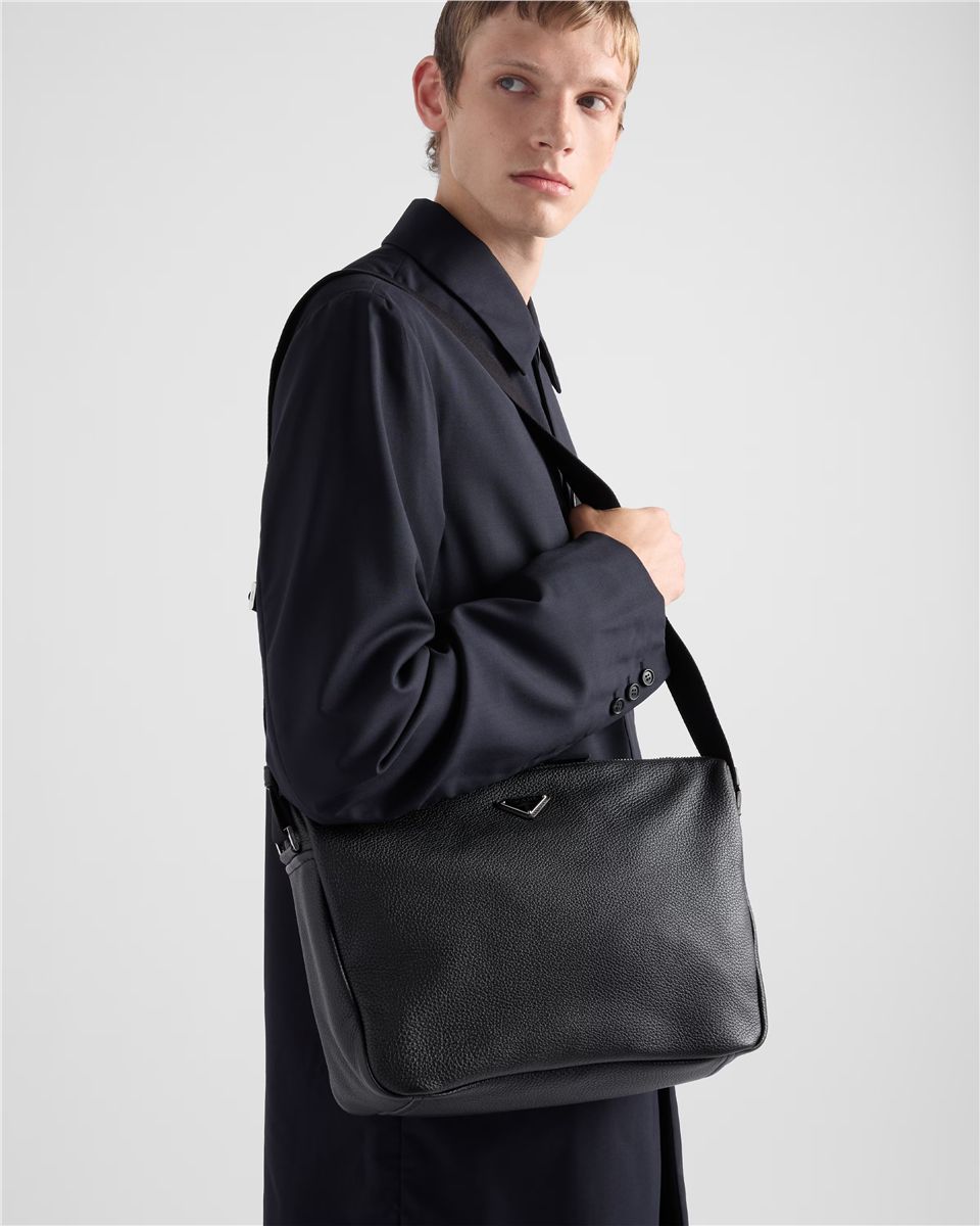 Medium Leather Shoulder Bag-PRADA-Verso