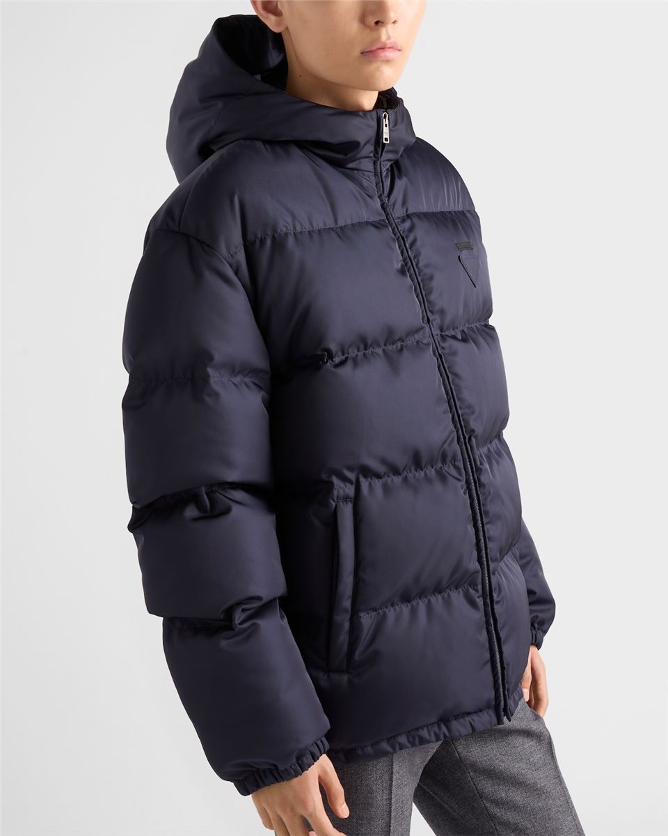 medium-weight hooded re-nylon down jacket-PRADA-Verso