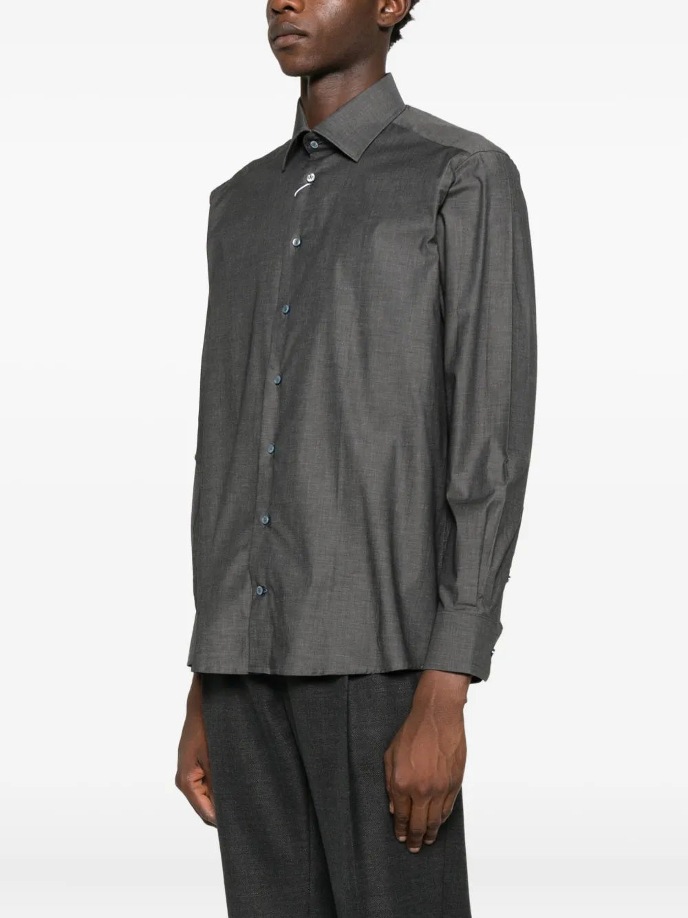 Mélange-effect shirt-SAND-Verso