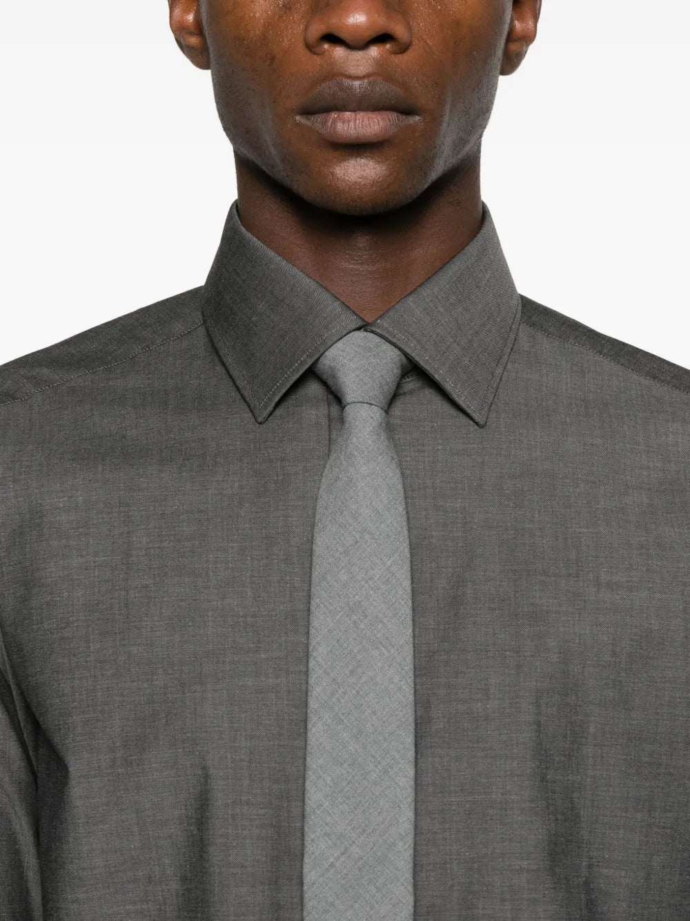 Mélange-effect shirt-SAND-Verso