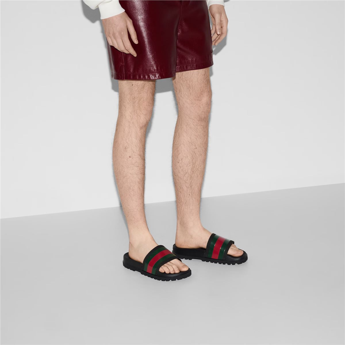 Men's slide sandal with web-GUCCI-Verso
