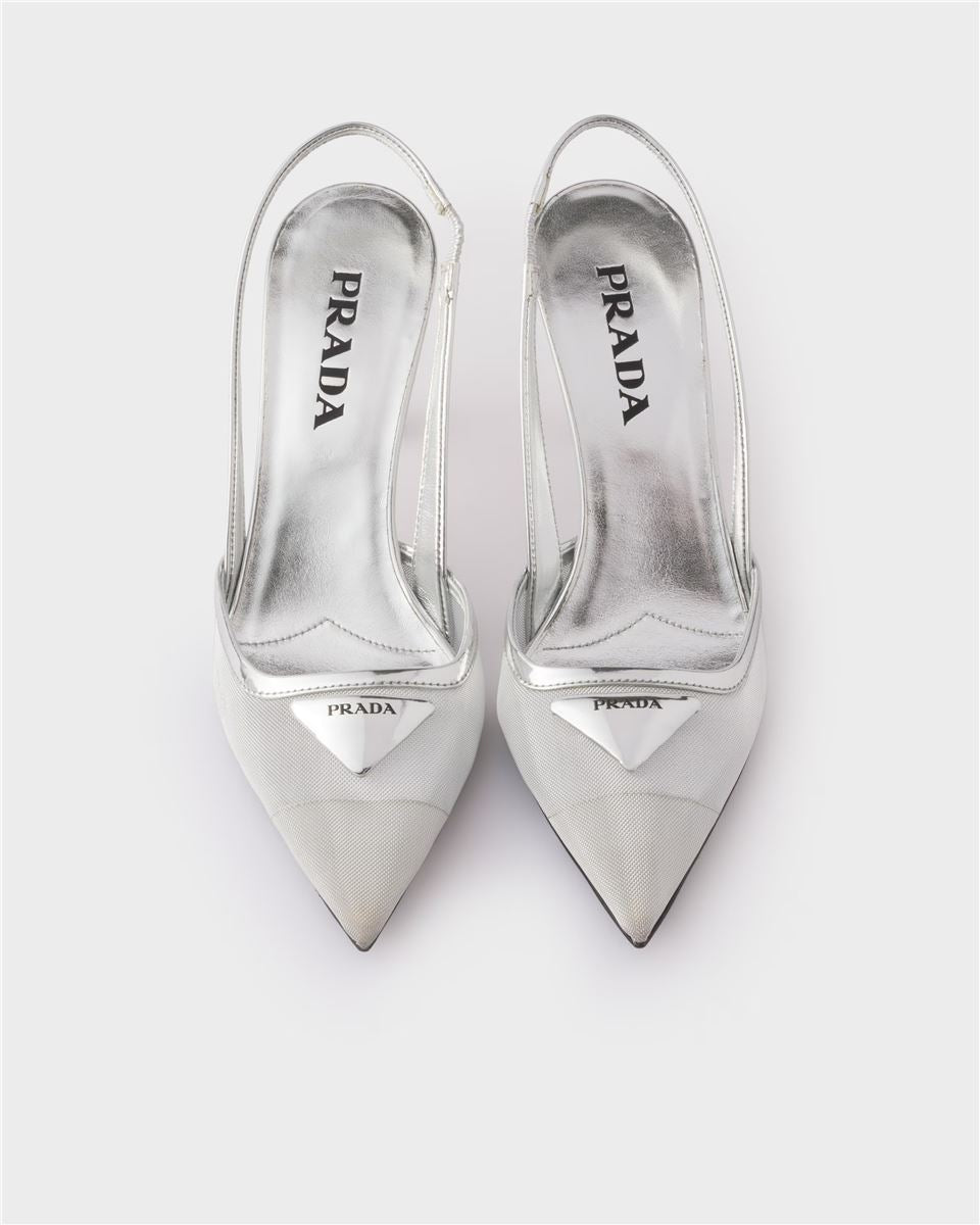 Mesh fabric slingback pumps-PRADA-Verso