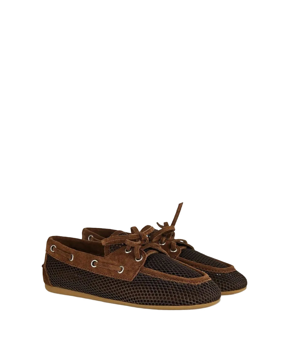 Mesh-suede boat shoes-MIU MIU-Verso