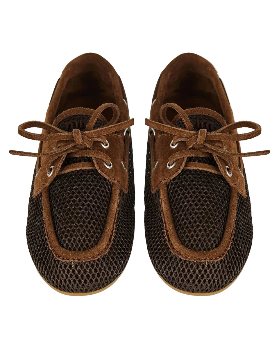Mesh-suede boat shoes-MIU MIU-Verso