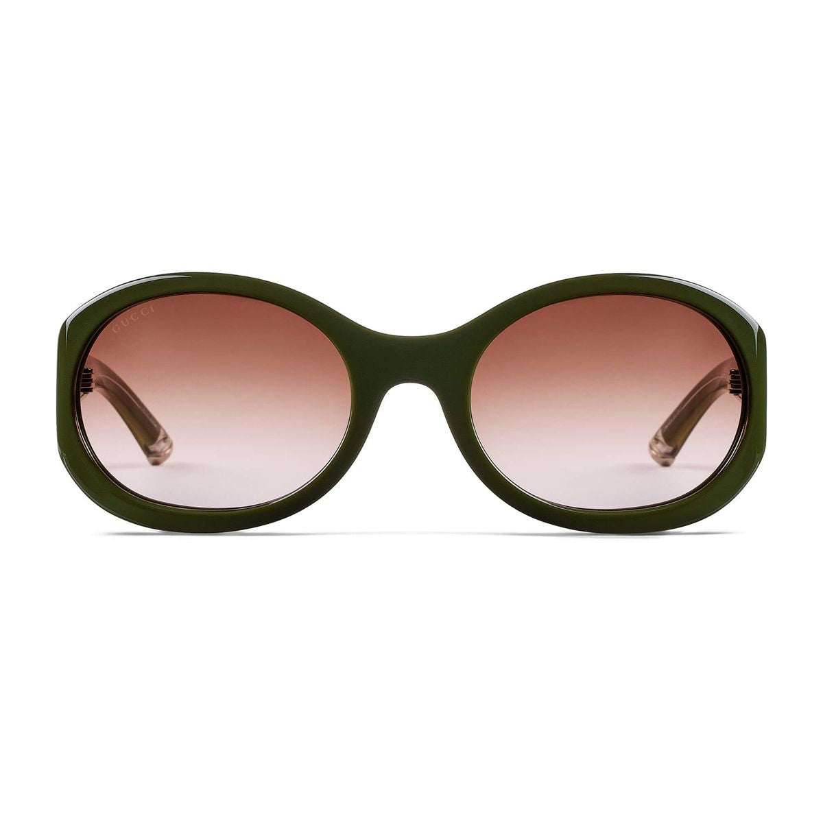 Gucci metal enamel acetate round sunglasses women's green-GUCCI-297493-TU-Verso