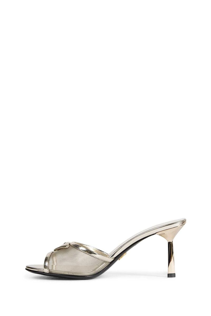 Metallic leather mesh mules-PRADA-Verso