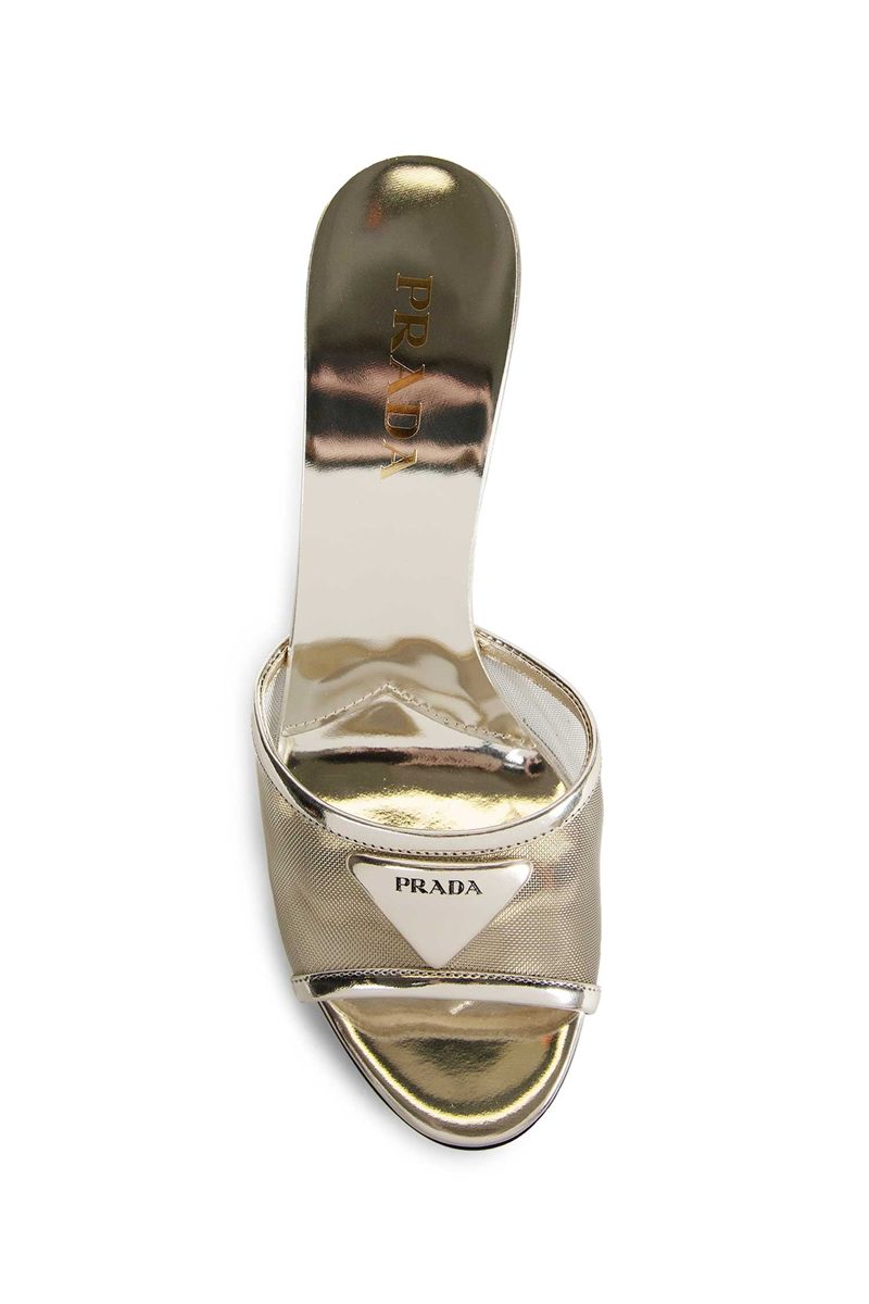 Metallic leather mesh mules-PRADA-Verso