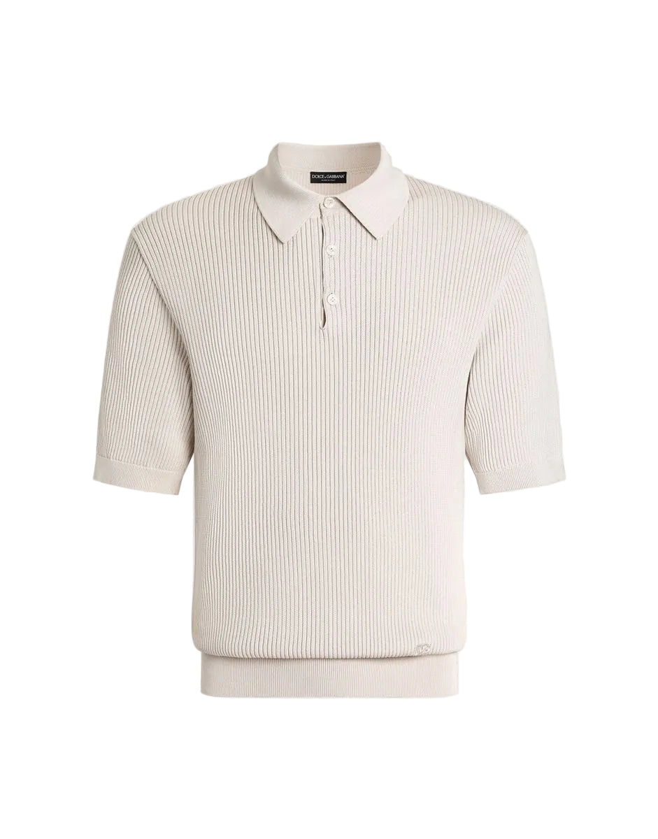 Micro-rib cotton polo shirt-DOLCE&GABBANA-Verso