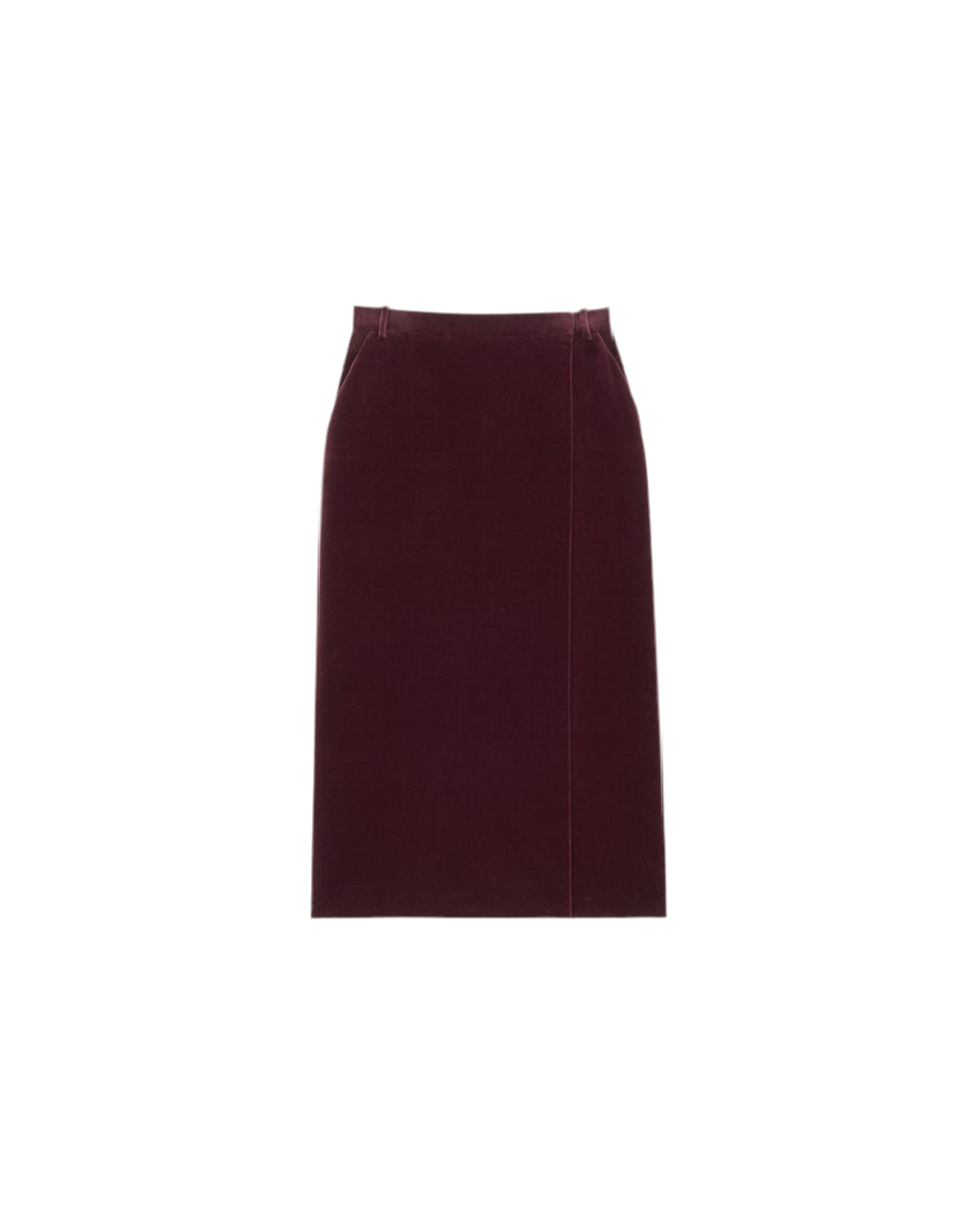 MIDI WRAP SKIRT IN COTTON VELVET-SAINT LAURENT-Verso