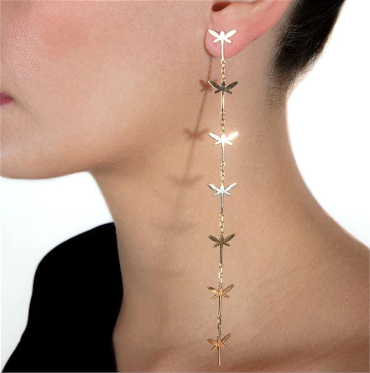 MINI DRAGONFLY LONG CHAIN MONO EARRING - ANAPSARA - Verso