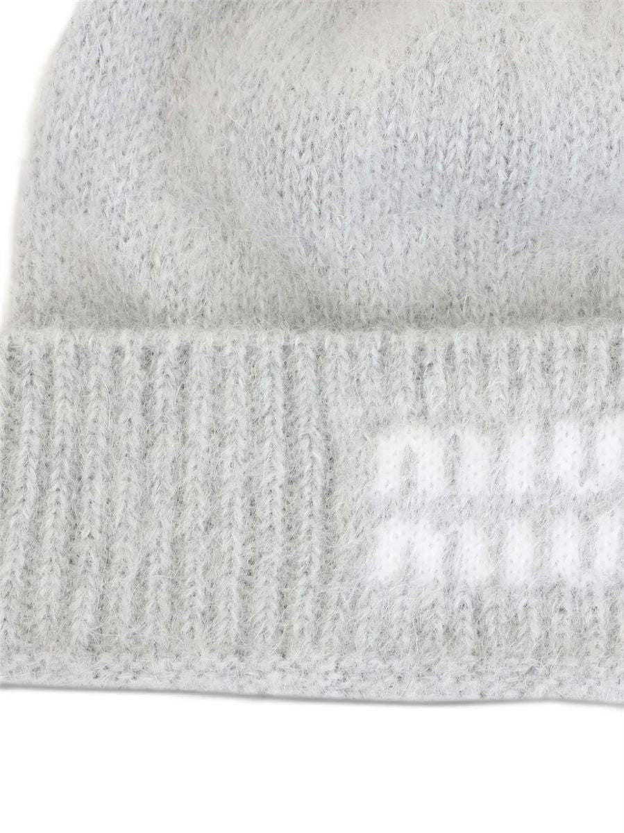Miu Miu mohair wool logo hat-MIU MIU-Verso
