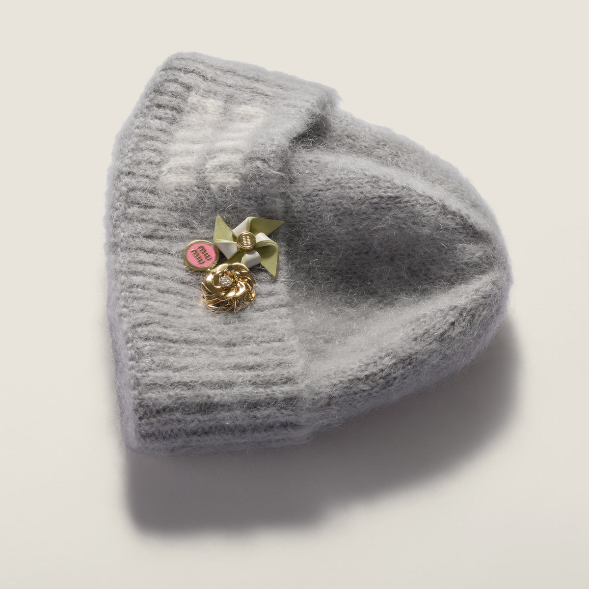 Miu Miu mohair wool logo hat-MIU MIU-Verso