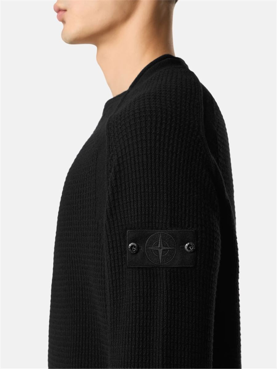 Mock neck jumper with raglan sleeves and ribbed trims-STONE ISLAND-Verso