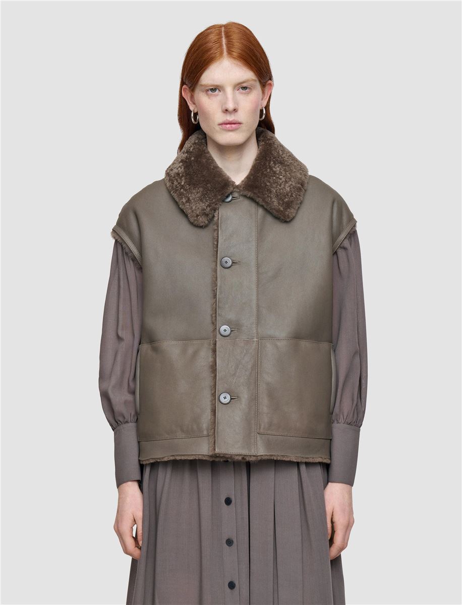 Molin reversible shearling gilet-JOSEPH-Verso