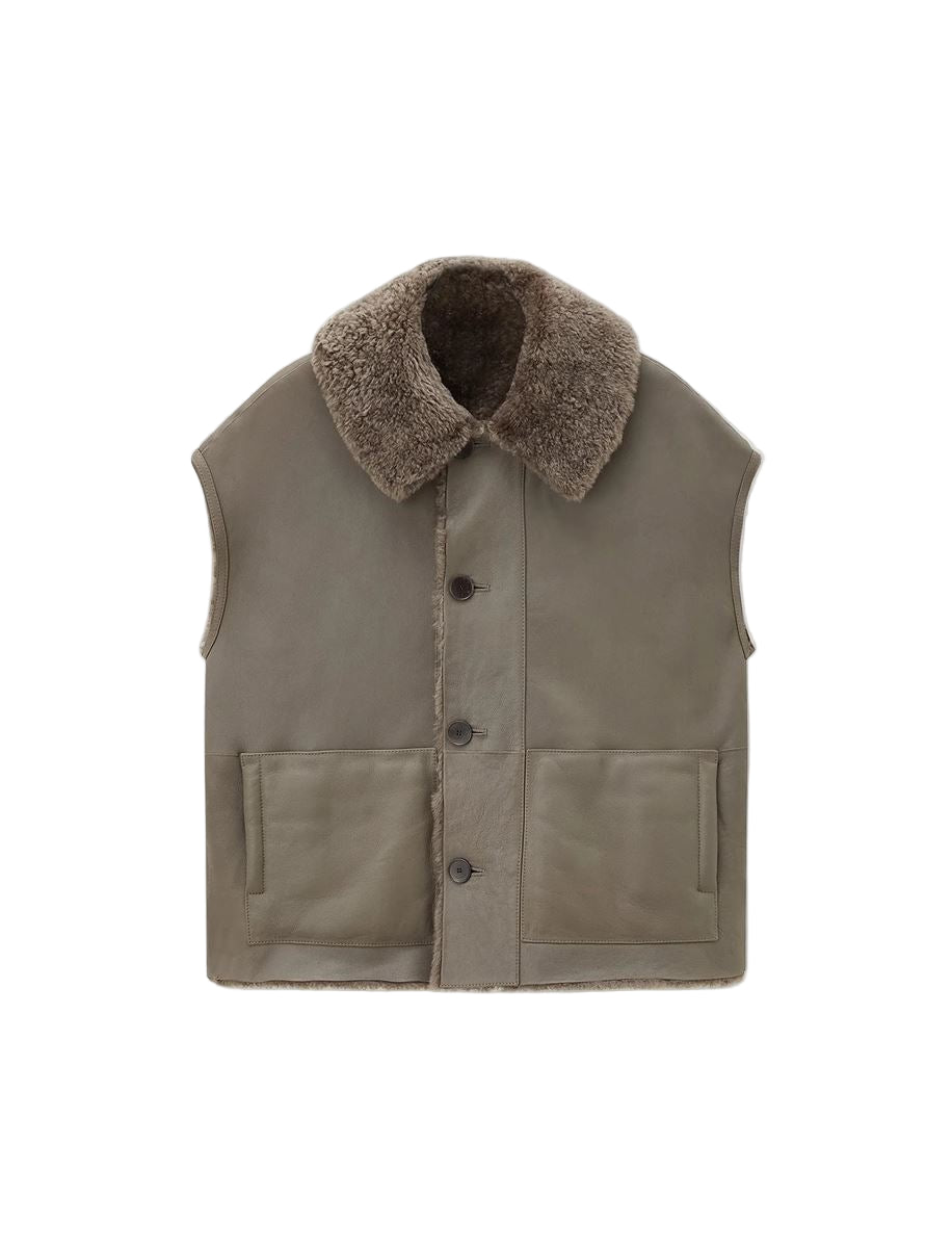 Molin reversible shearling gilet-JOSEPH-Verso