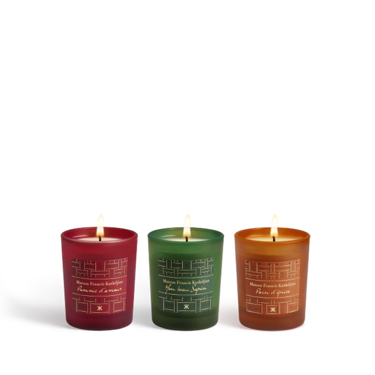 Mon beau sapin, pomme d’amour & pain d’épices trio of scented candles-MAISON FRANCIS KURKDJIAN PARIS-Verso
