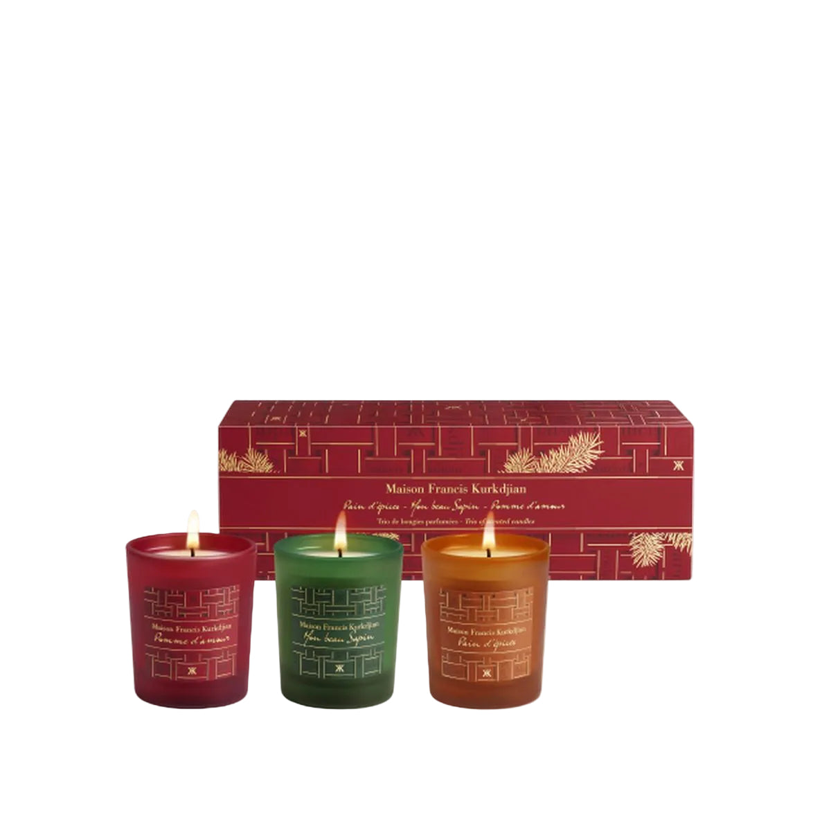 Mon beau sapin, pomme d’amour & pain d’épices trio of scented candles-MAISON FRANCIS KURKDJIAN PARIS-Verso