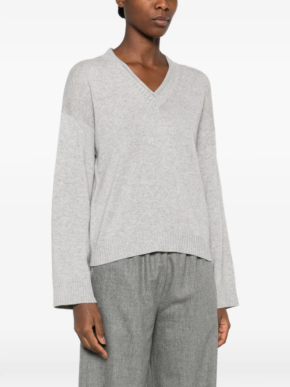 Monili-trimmed v-neck sweater-FABIANA FILIPPI-Verso