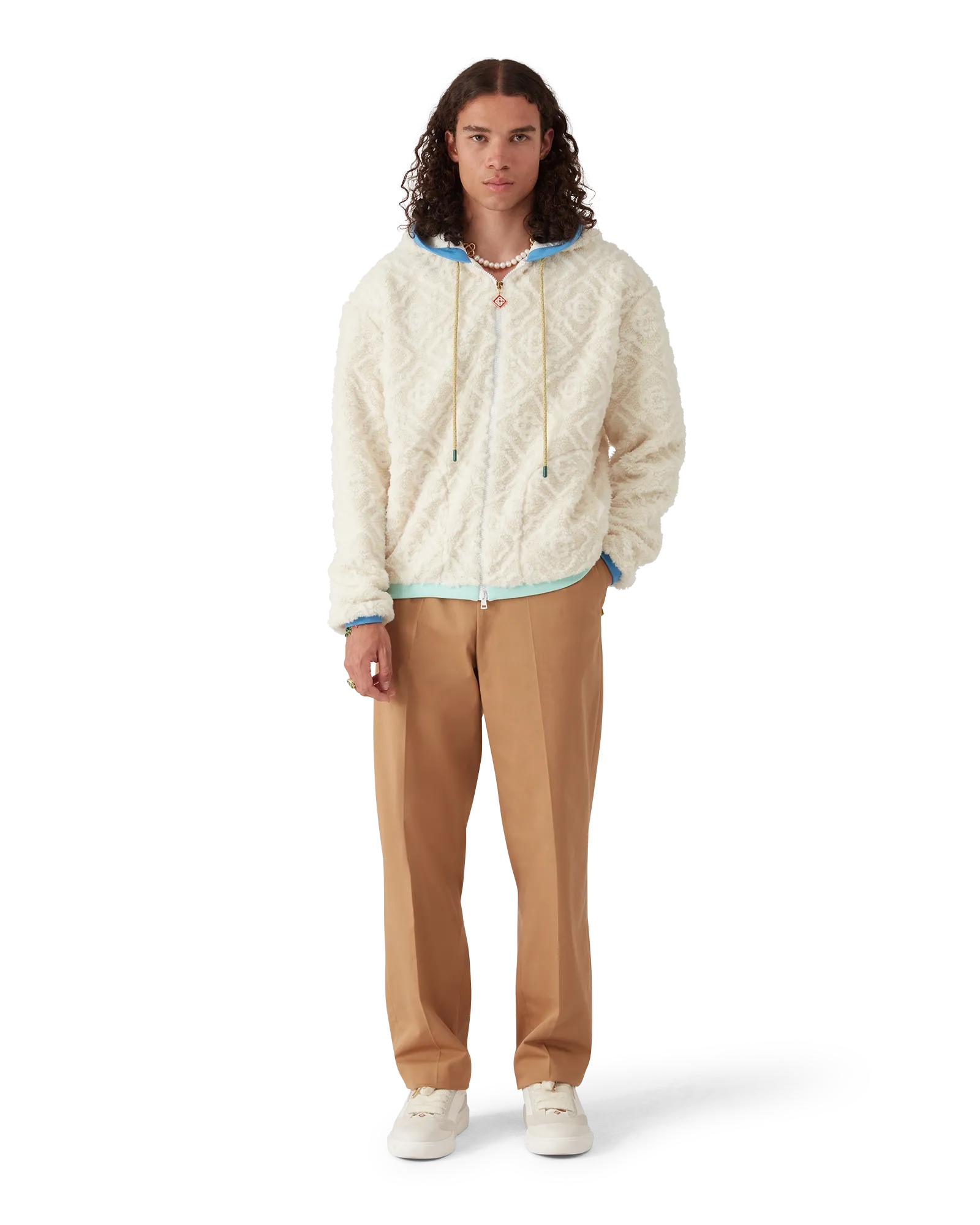 MONOGRAM JACQUARD FLEECE JACKET-CASABLANCA-Verso