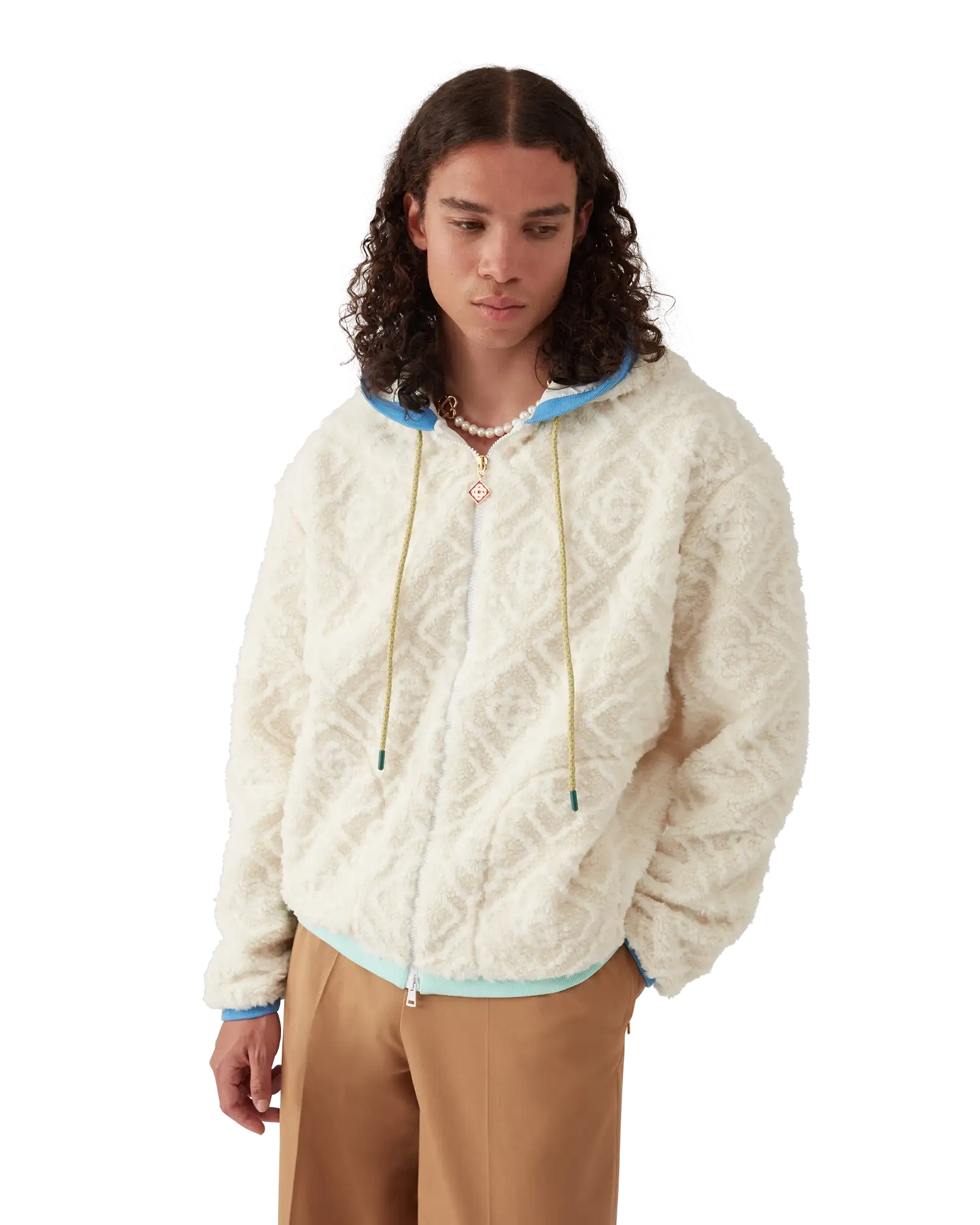 MONOGRAM JACQUARD FLEECE JACKET-CASABLANCA-Verso