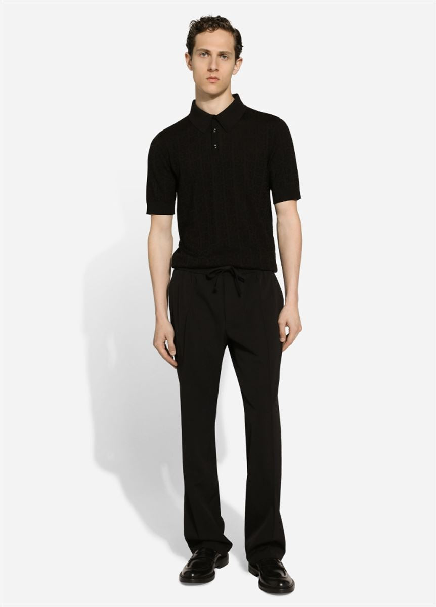 MONOGRAM-JACQUARD SILK POLO SHIRT-DOLCE & GABBANA-Verso