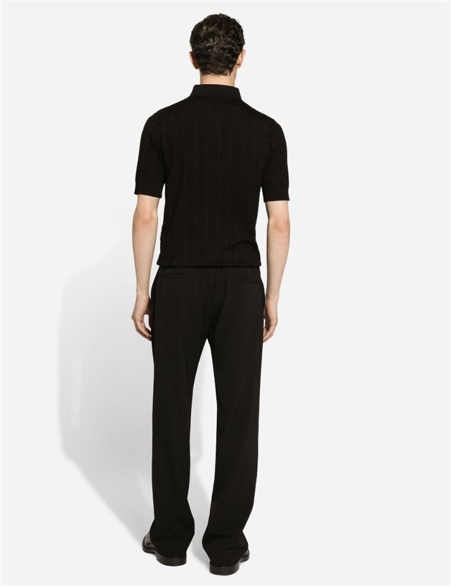 MONOGRAM-JACQUARD SILK POLO SHIRT-DOLCE & GABBANA-Verso