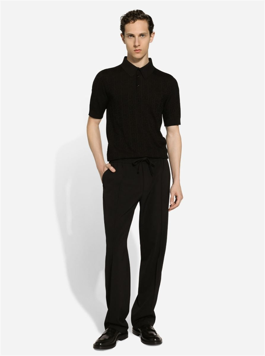 MONOGRAM-JACQUARD SILK POLO SHIRT-DOLCE & GABBANA-Verso