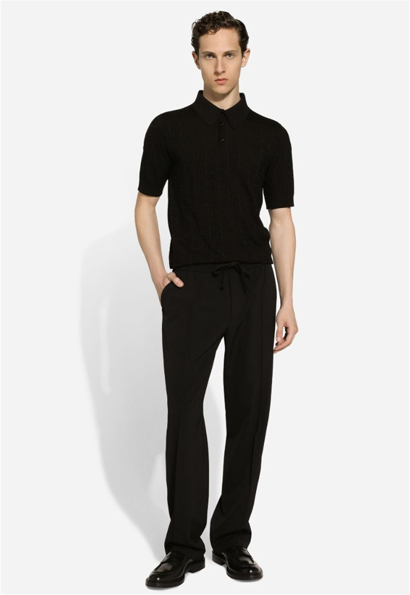 MONOGRAM-JACQUARD SILK POLO SHIRT-DOLCE & GABBANA-Verso