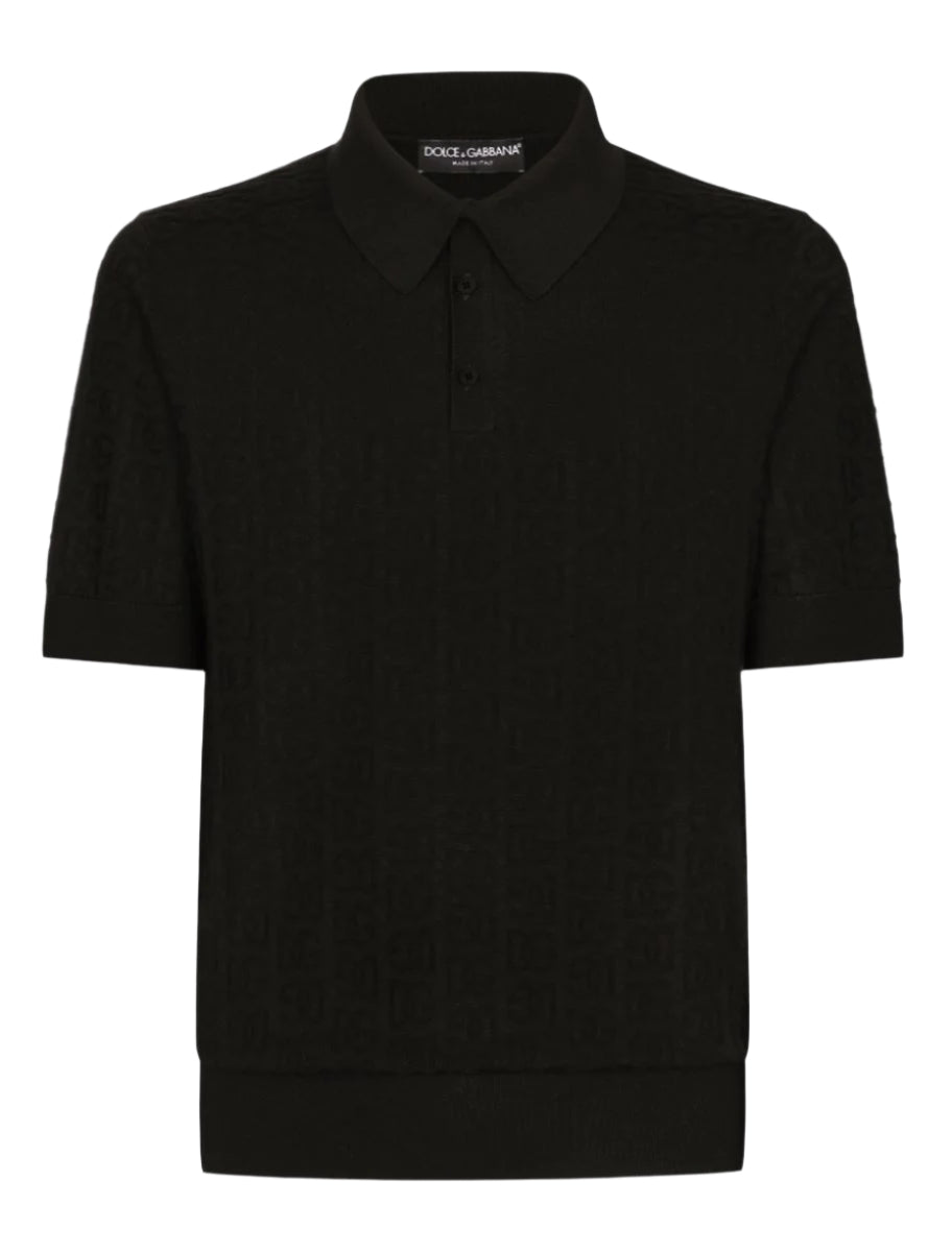 MONOGRAM-JACQUARD SILK POLO SHIRT-DOLCE & GABBANA-Verso