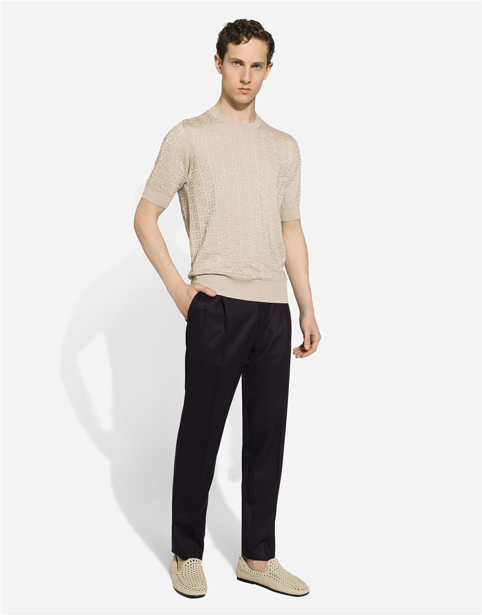 Monogram-jacquard silk t-shirt-DOLCE & GABBANA-Verso