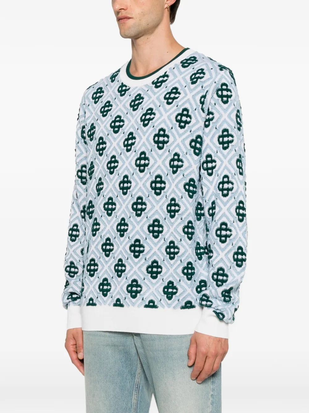Monogram-knit wool sweater-CASABLANCA-Verso