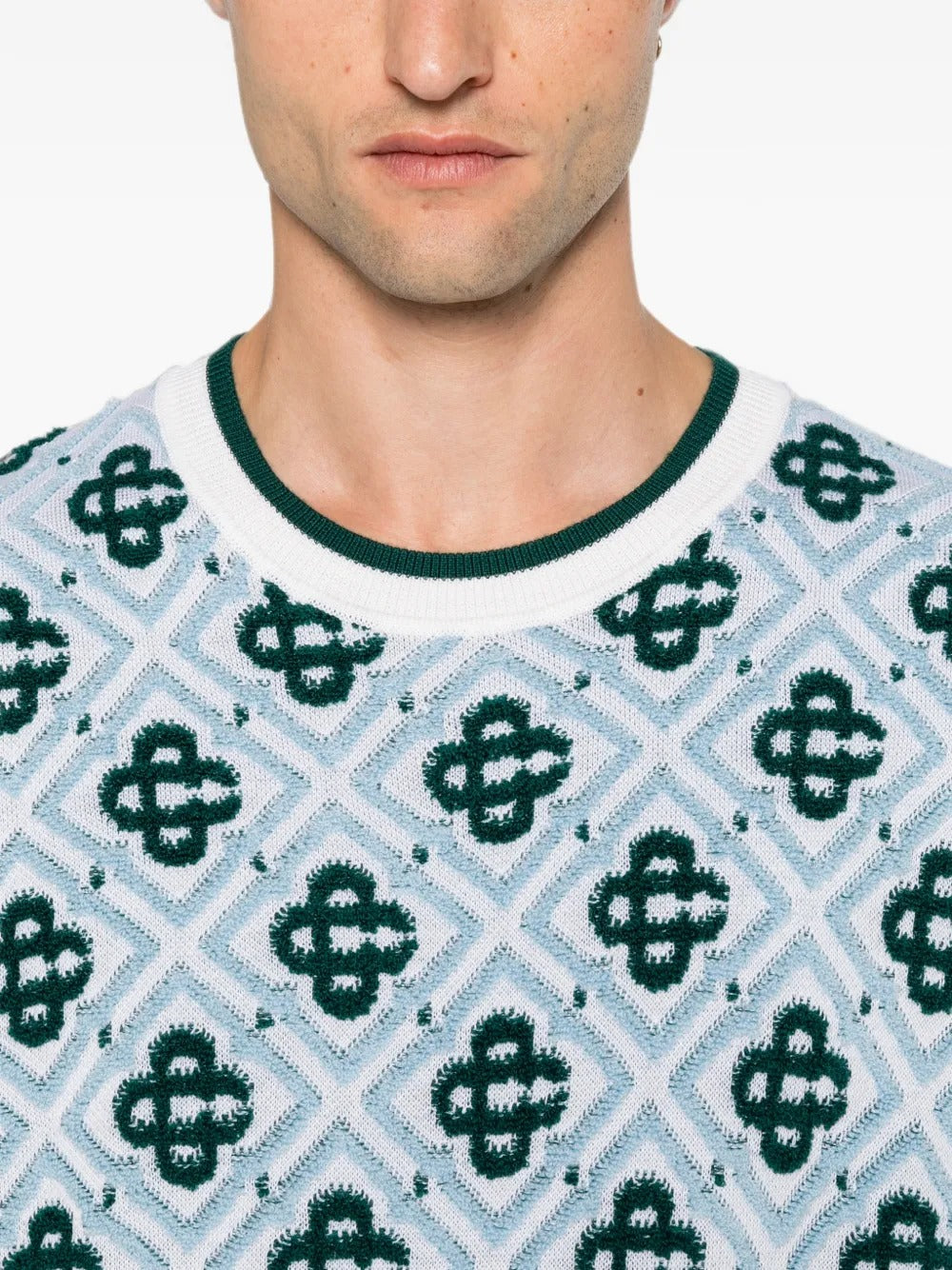 Monogram-knit wool sweater-CASABLANCA-Verso