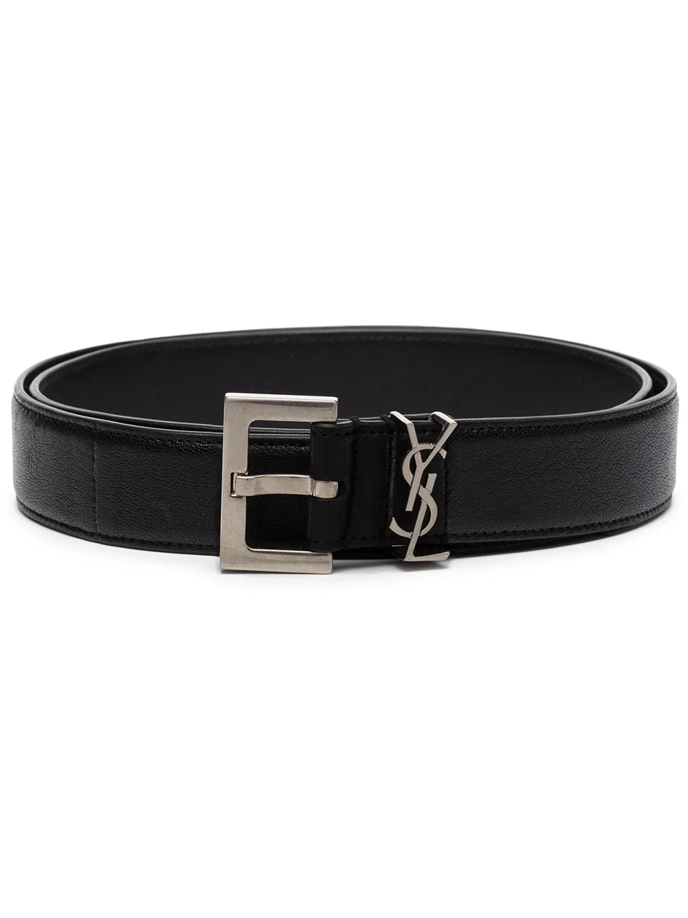 Monogram-plaque buckled belt-SAINT LAURENT-Verso