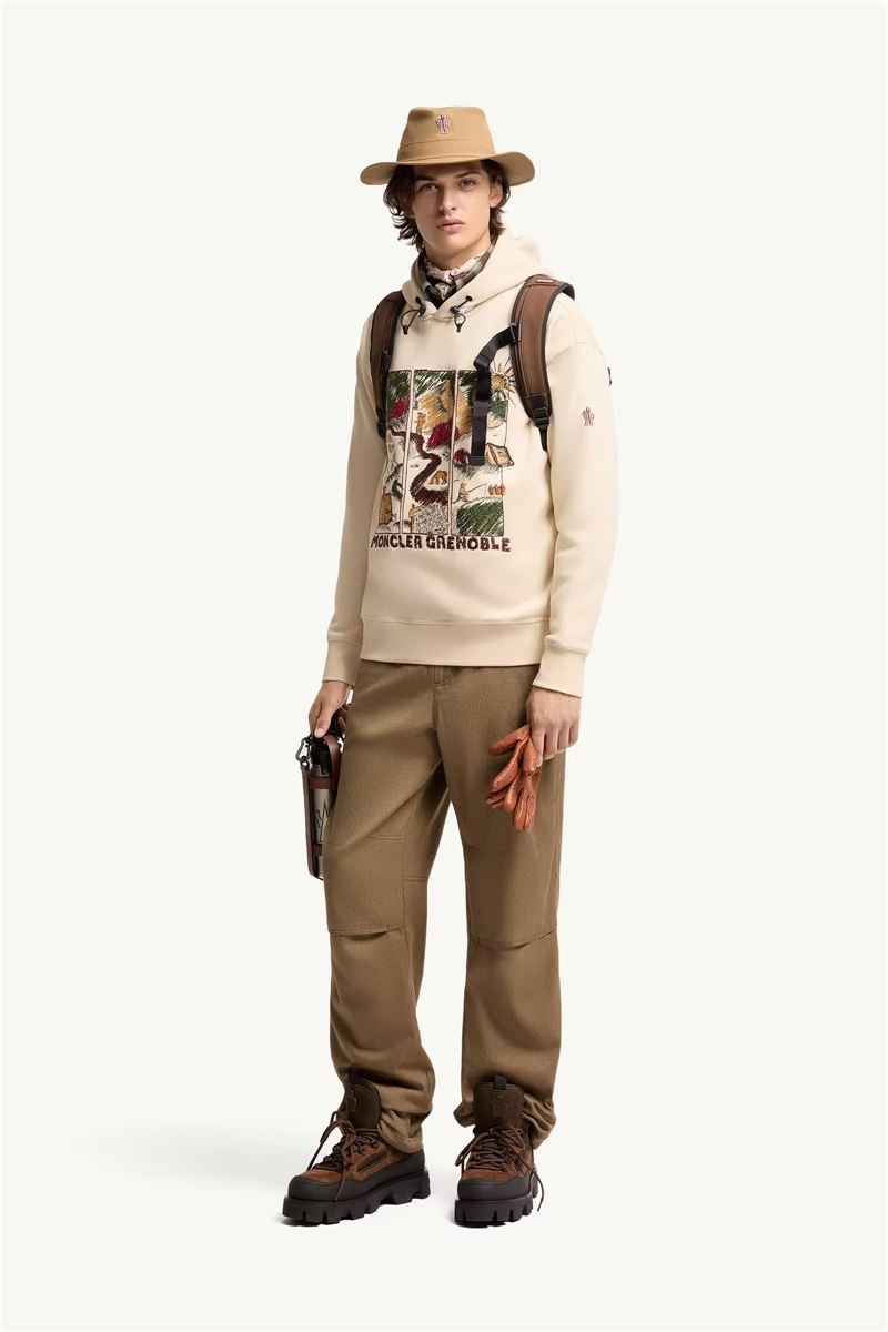 Mountain landscape print cotton blend hoodie-MONCLER-Verso