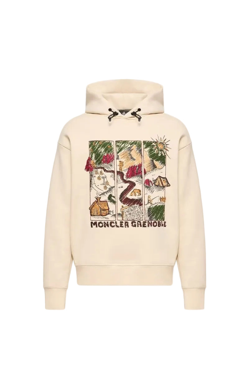 Mountain landscape print cotton blend hoodie-MONCLER-313398-S-Verso