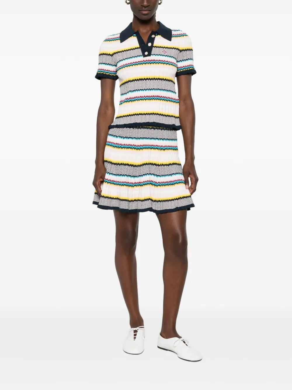 Multicolour Knit Chevron Mini Skirt-CASABLANCA-Verso