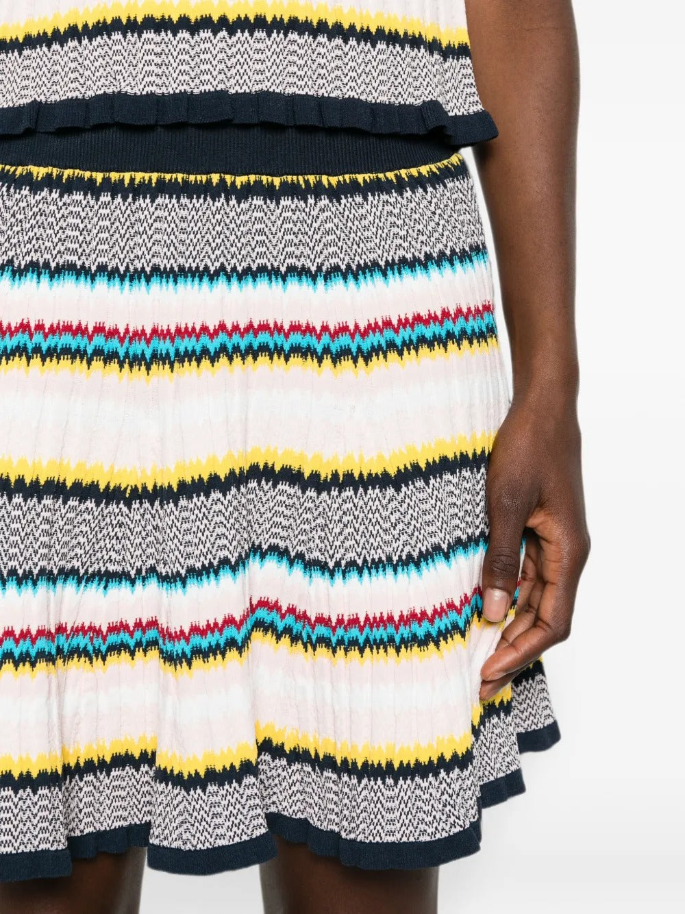 Multicolour Knit Chevron Mini Skirt-CASABLANCA-Verso