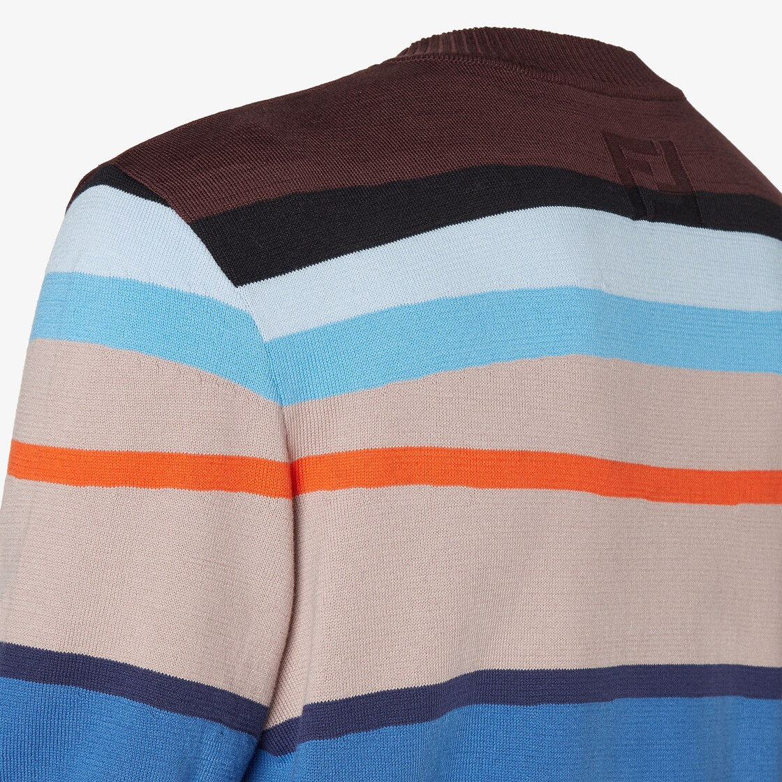 Multicolour Striped Cotton Jumper-FENDI-Verso