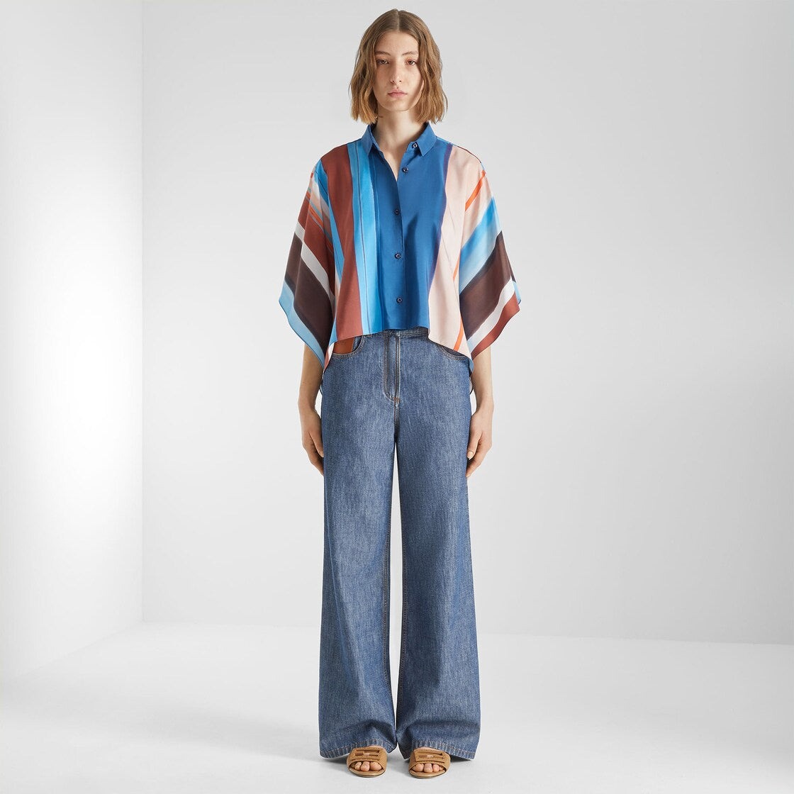 Multicolour striped silk shirt-FENDI-Verso