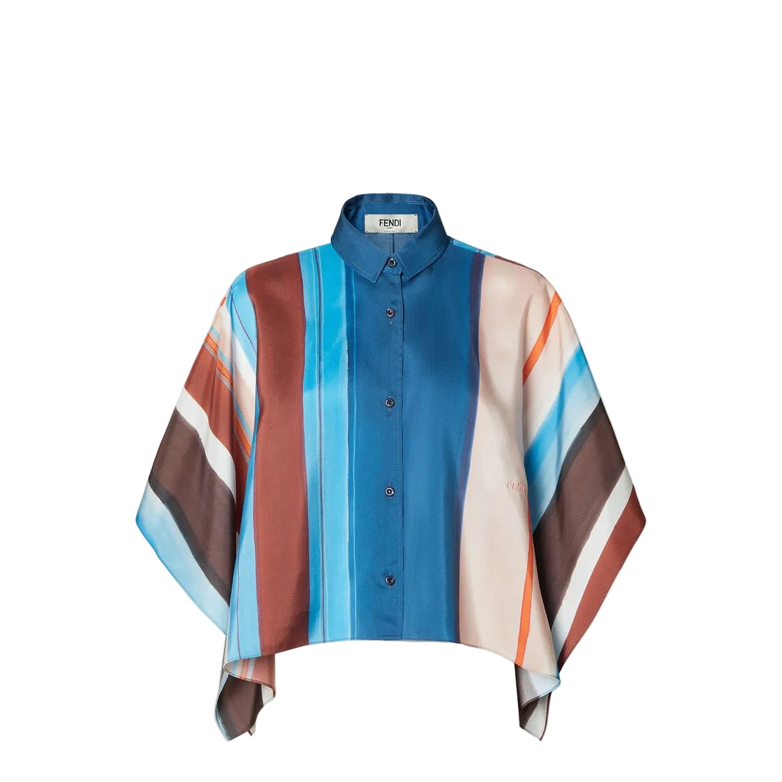 Multicolour striped silk shirt-FENDI-309227-40-Verso