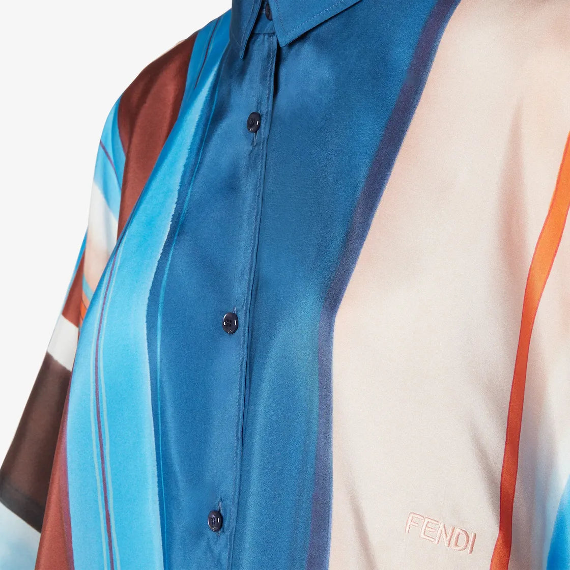 Multicolour striped silk shirt-FENDI-Verso