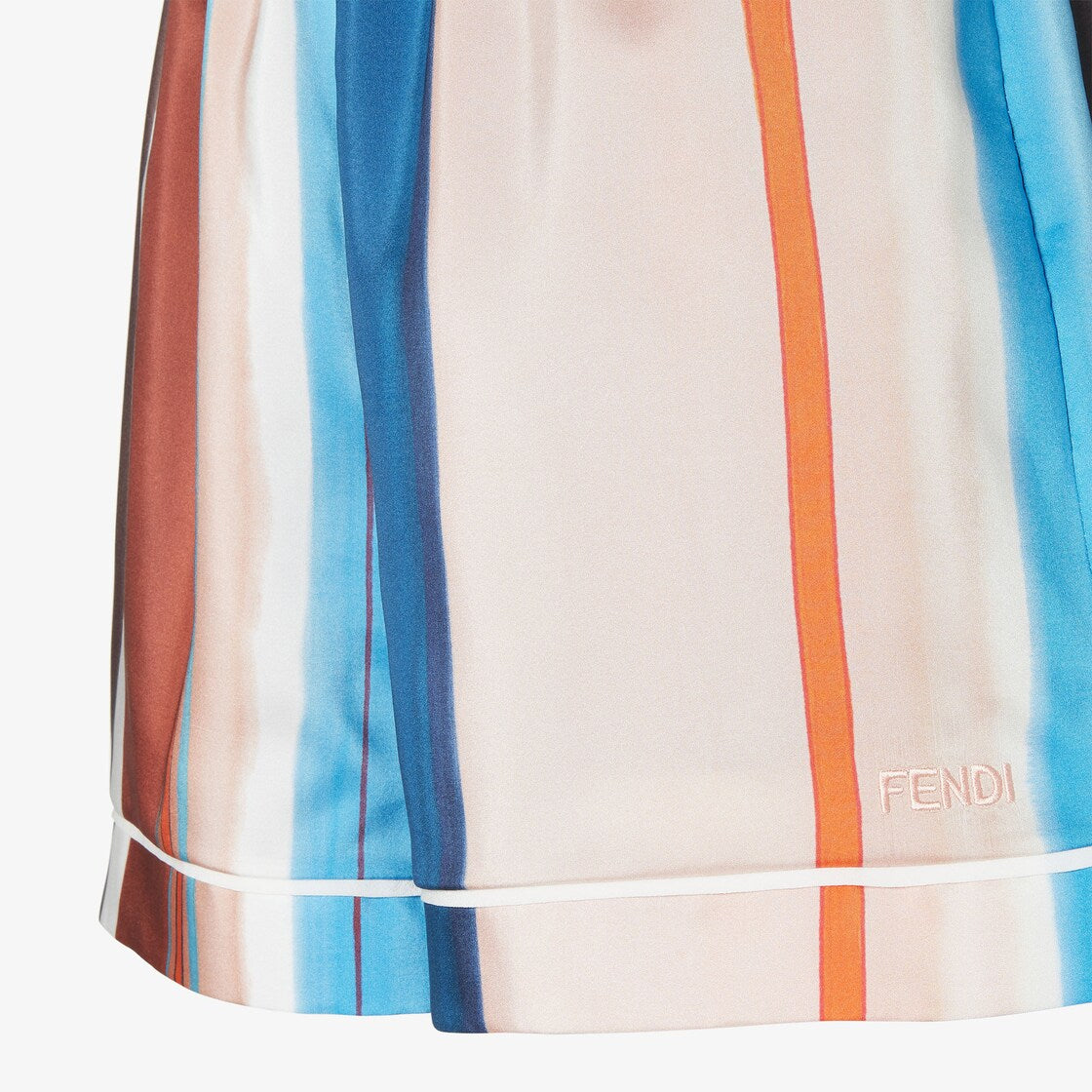 Multicolour striped silk shorts-FENDI-Verso